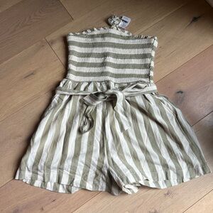 American Eagle Outfitters Striped Jumpsuit in Green and Cream